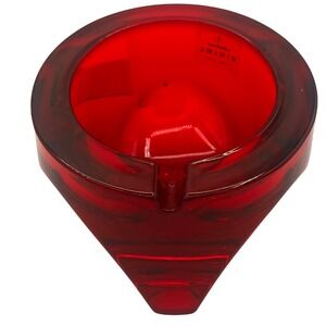 Vtg VIKING Art Ashtray RUBY RED Orb Tripod Base Mid Century Modern Atomic sticke